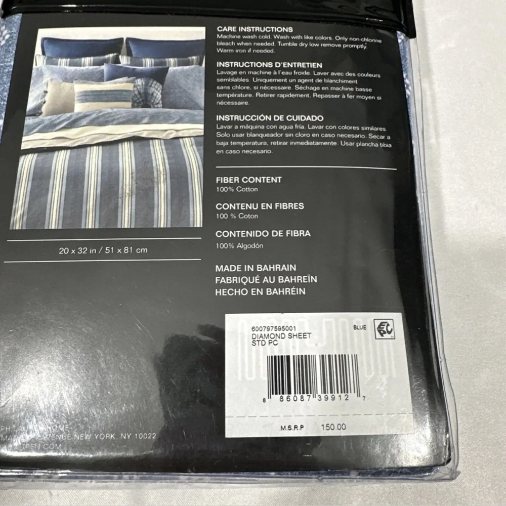NIB $150 Lauren Ralph Lauren [ 2 Standard ]‎ Diamond Pillowcase Pair in Gavin